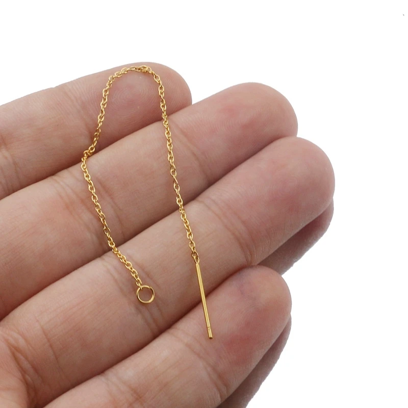 10Pcs Stainless Steel Long Chain Drop Sticker Dangle Drop Earrings Ear Line Chain For Diy Jewelry Makings