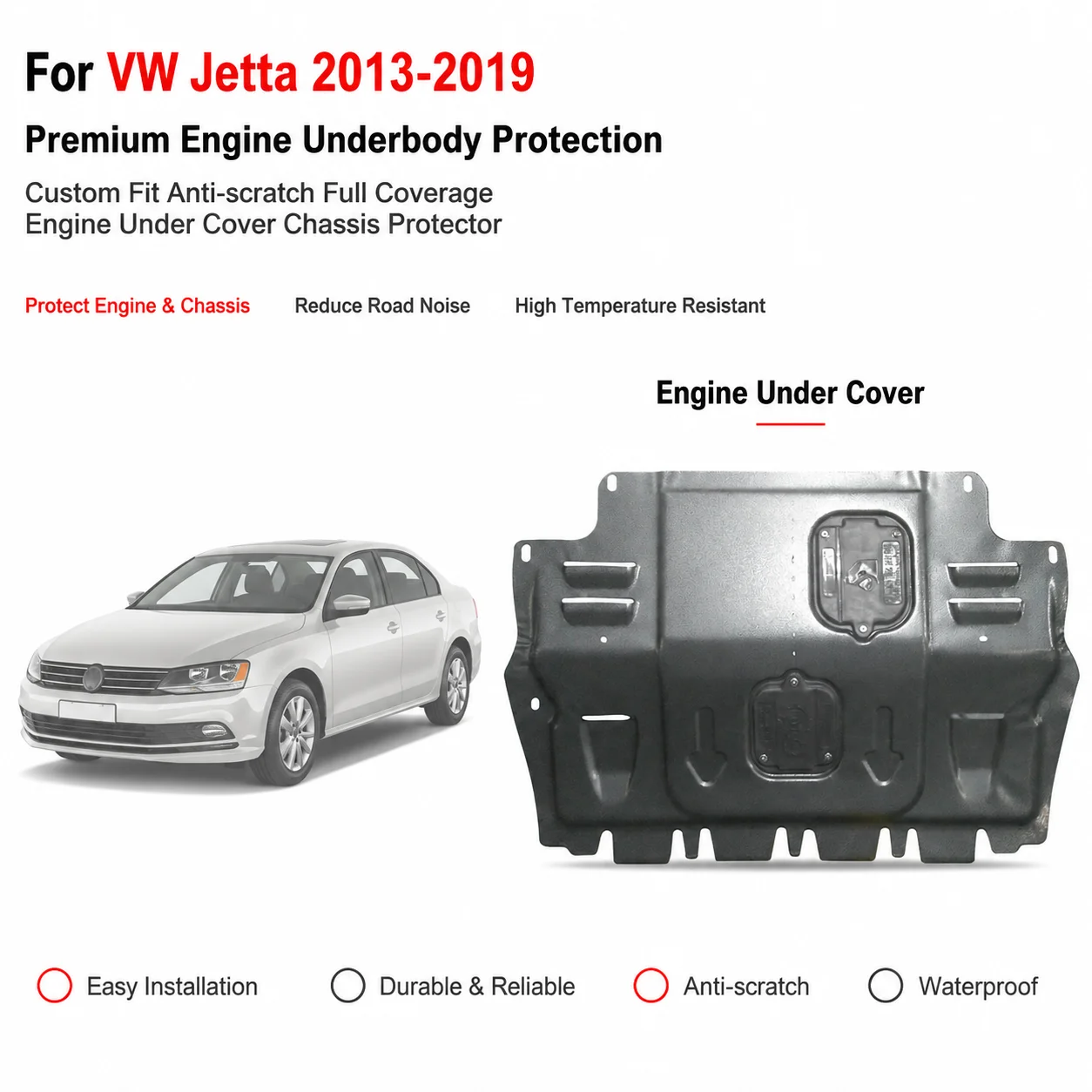 Custom Fit Engine Skid Plate For VW Jetta 2013-2019 Under Engine Guard Anti-Collision Mudproof Chassis Protector Replacement