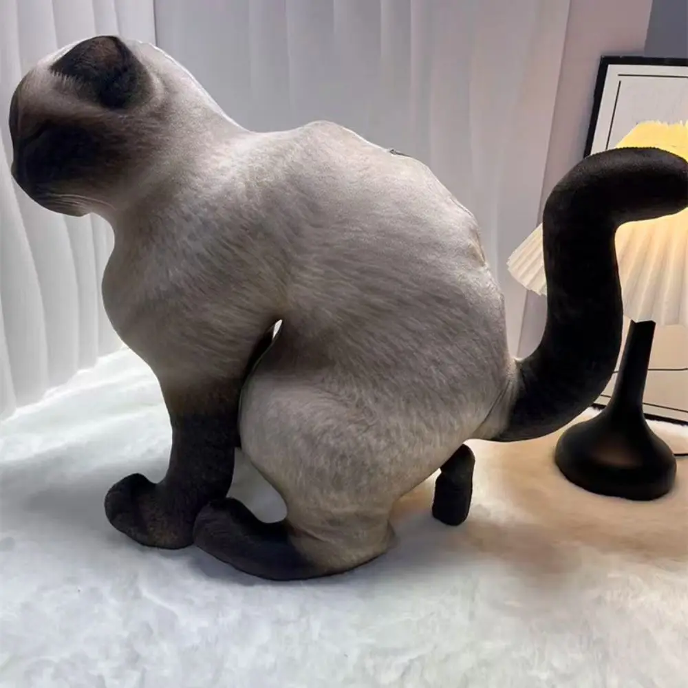3D Printing Plush Pillow Toy Creative Pooping Design Squatting Posture Simulation Cat Cushion Siamese Color