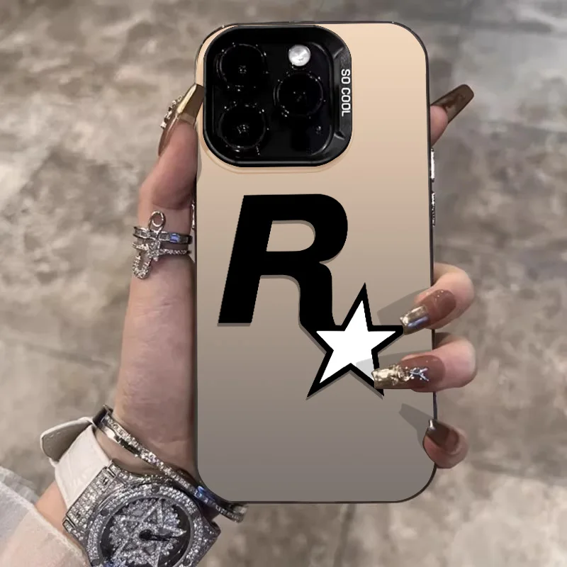 Tide Brand R-Star Rockstar Phone Case For iPhone 16 15 14 13 12 11 Pro Max X XR XSMAX 8 7 Plus Candy Matte Shockproof Back Cover