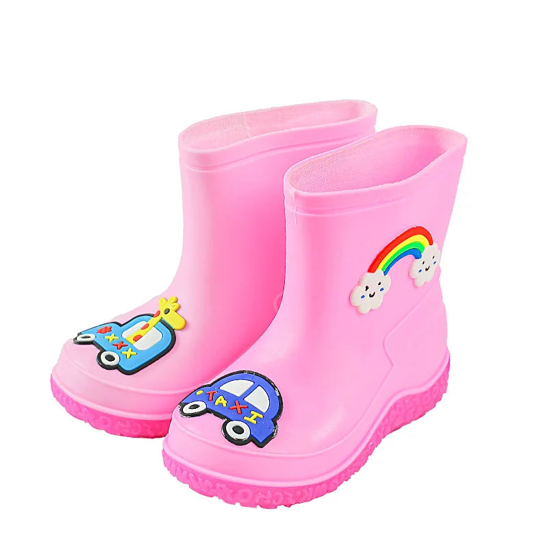 Botas de lluvia antideslizantes de PVC para niños y niñas, zapatos impermeables de dibujos animados, a la moda, novedad