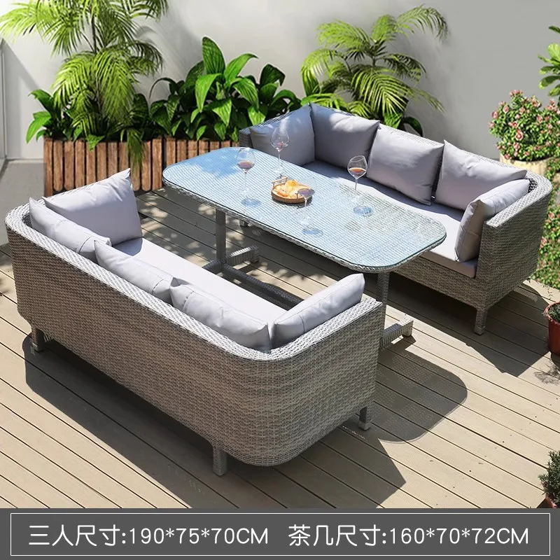

Outdoor leisure rattan sofa garden terrace chair courtyard balcony double sofa imitation sofa villa