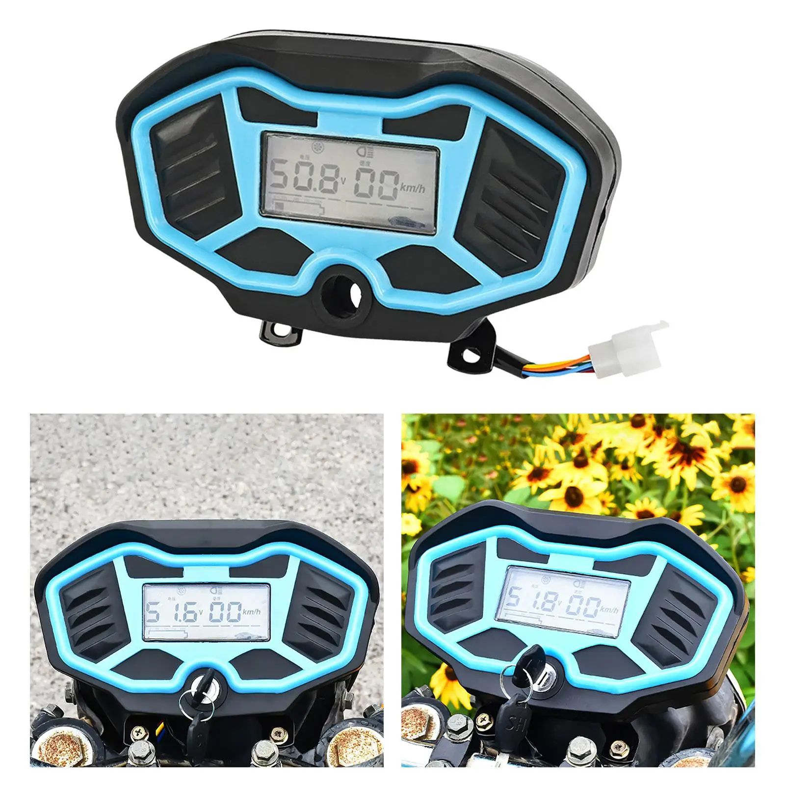 

Motorcycle Odometer Sensor Replacement 48-72V Digital Dashboard Waterproof Speed Gauge for Electric Tricycle