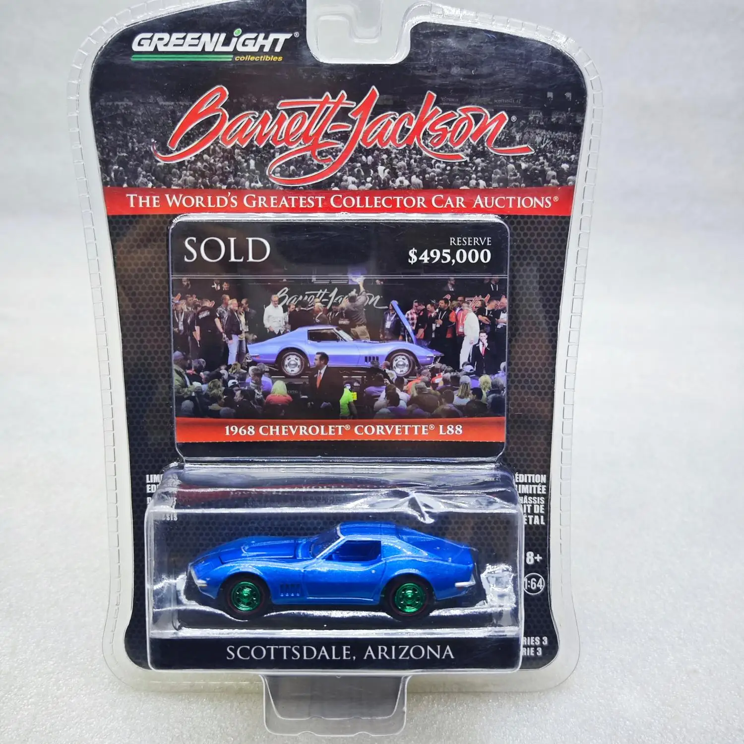 

GreenLight 1:64 1968, Chevrolet Corvette L88, модель автомобиля из сплава, имитация коллекции, орнамент, игрушка