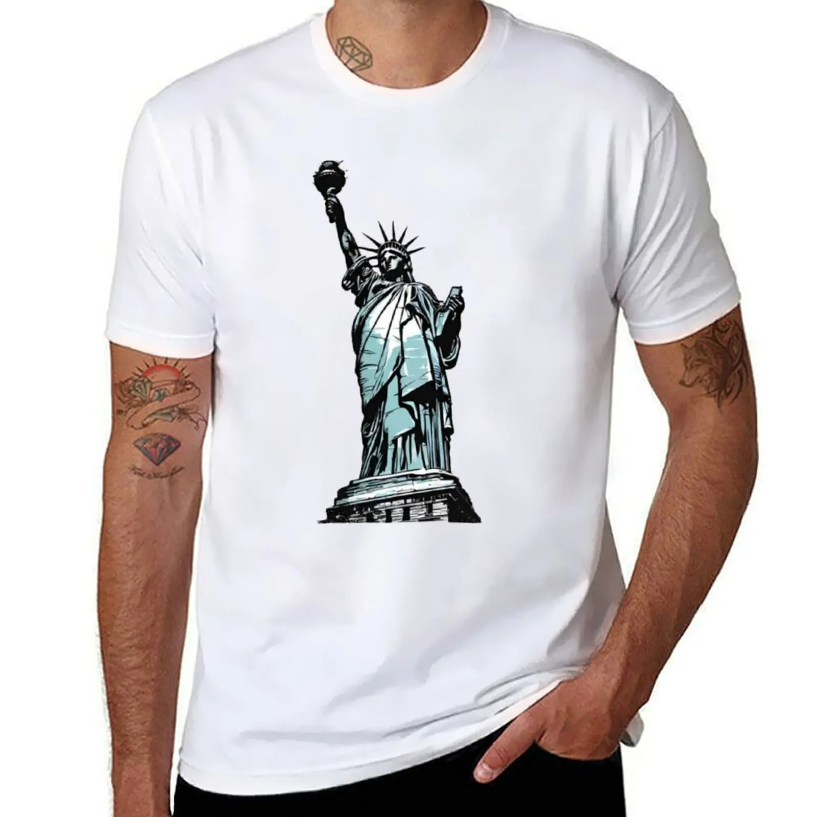 

New York Public Library ,statue of liberty T-Shirt man t shirt designer t shirt custom print T-Shirt