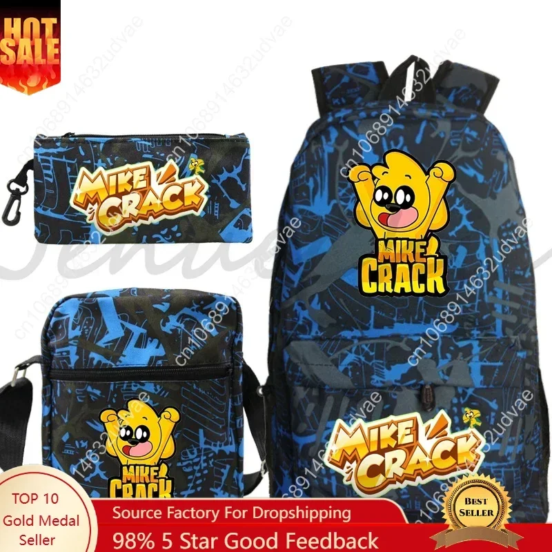 Mikecrack School Backpack 3pcs/set Students Boys Girls Anime Knapsack Children Zipper Schoolbag Shoulder Bag Pencil Case gift