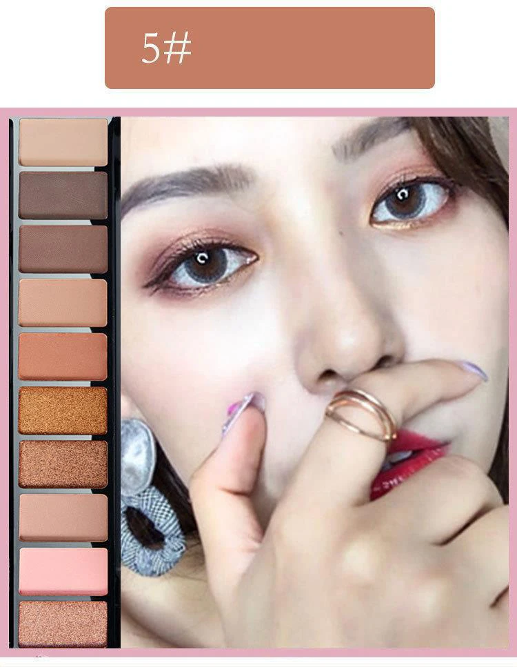 Paleta cieni do powiek w dziesięciu kolorach, sojowa piasek, matowe i perłowe cienie, dla początkujących, idealna dla dziewczyn.
