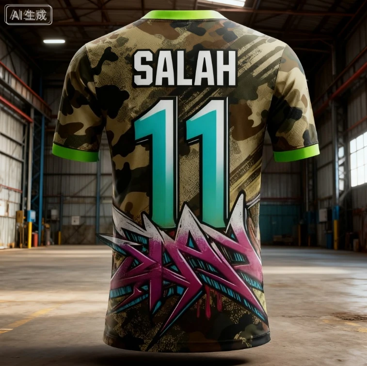 أحدث الرجال الساخن بيع سالاه الاحتفال طبعة تذكارية كرة القدم الرياضية الخاصة AI تي شيرت اليومية في الهواء الطلق ثلاثية الأبعاد الطباعة #2