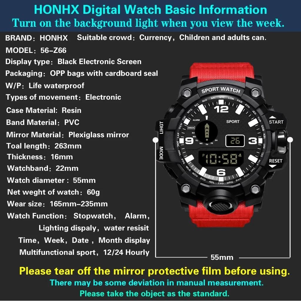 Multifunctional outdoor men's casual electronic watch men and women students fashion running sports watch image 6