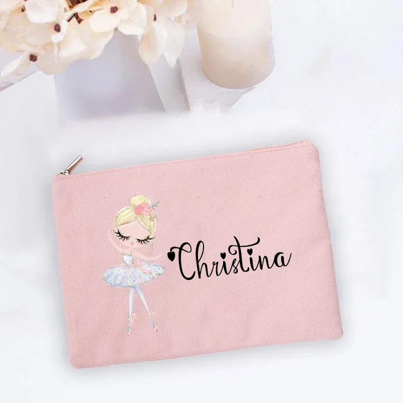 Personalized Customized Name Makeup Bag Dance Girl Birthday Gift Stationery Supplies Storage Bag Travel Shopping Portable Wallet