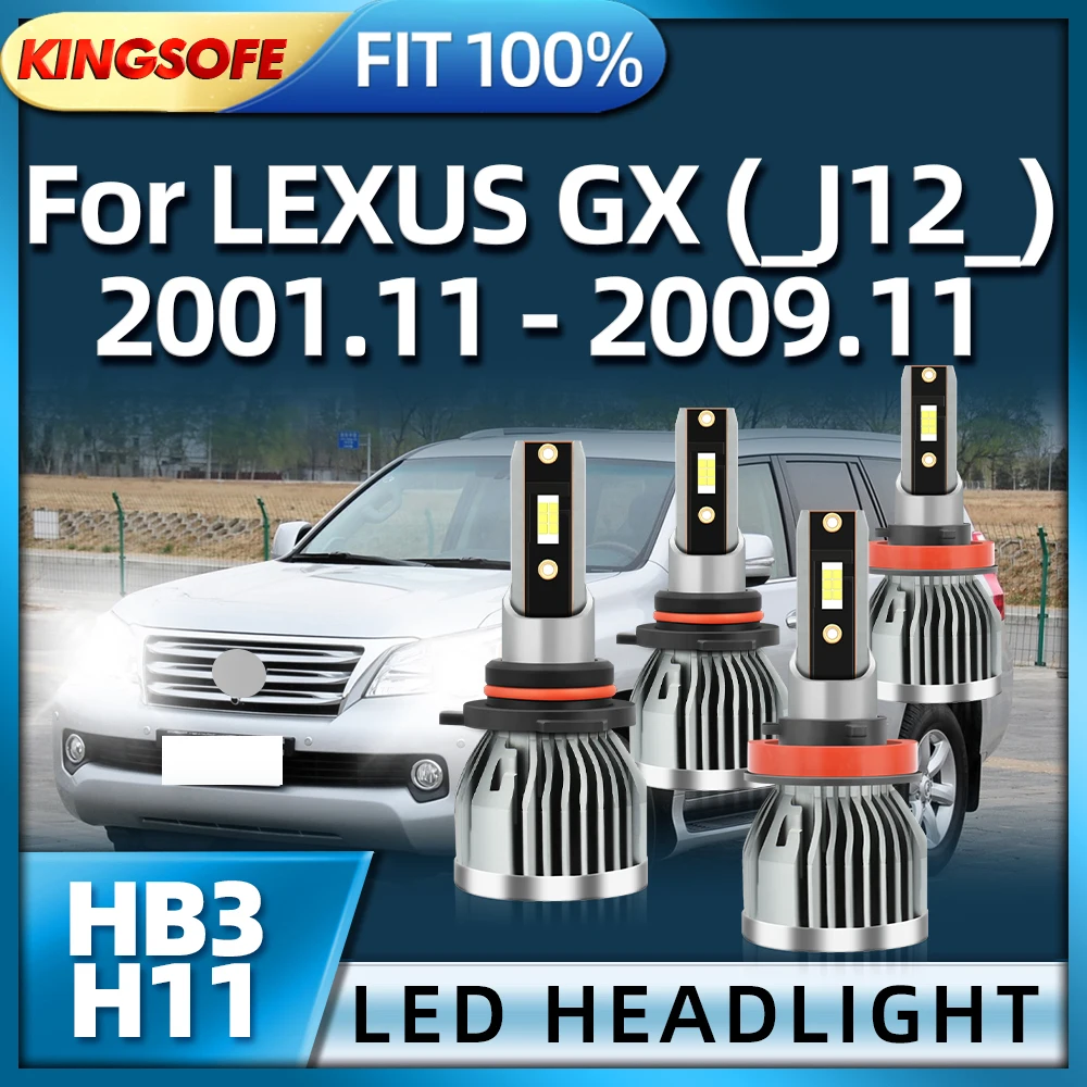 KINGSOFE Upgraded Car Light H11 HB3 LED Bulbs 26000LM Brighter 6000K For LEXUS GX J12 2001 2002 2003 2004 2005 2006 2007 08 2009