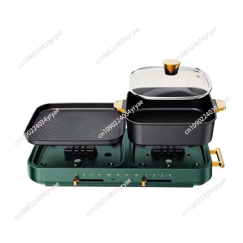 

Household multifunctional hot pot barbecue two-in-one electric oven barbecue pot detachable washable hot pot grilled fish plate