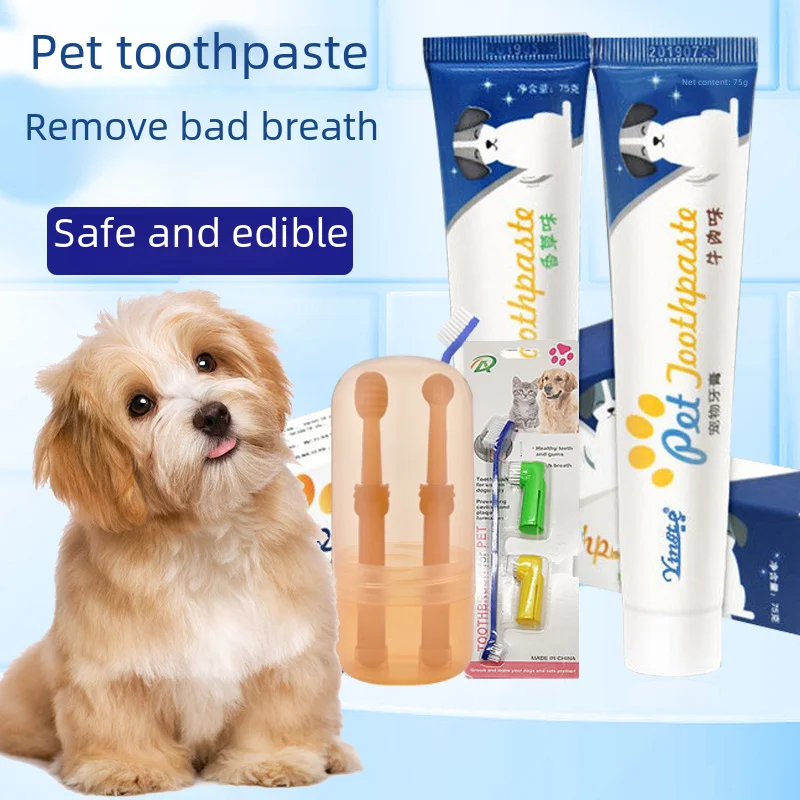 

Cat Toothbrush Toothpaste Set Pet Dog Exclusive for Cats Small Dog Anti-Halitosis Tooth Stone Removal Cleaning Supplies