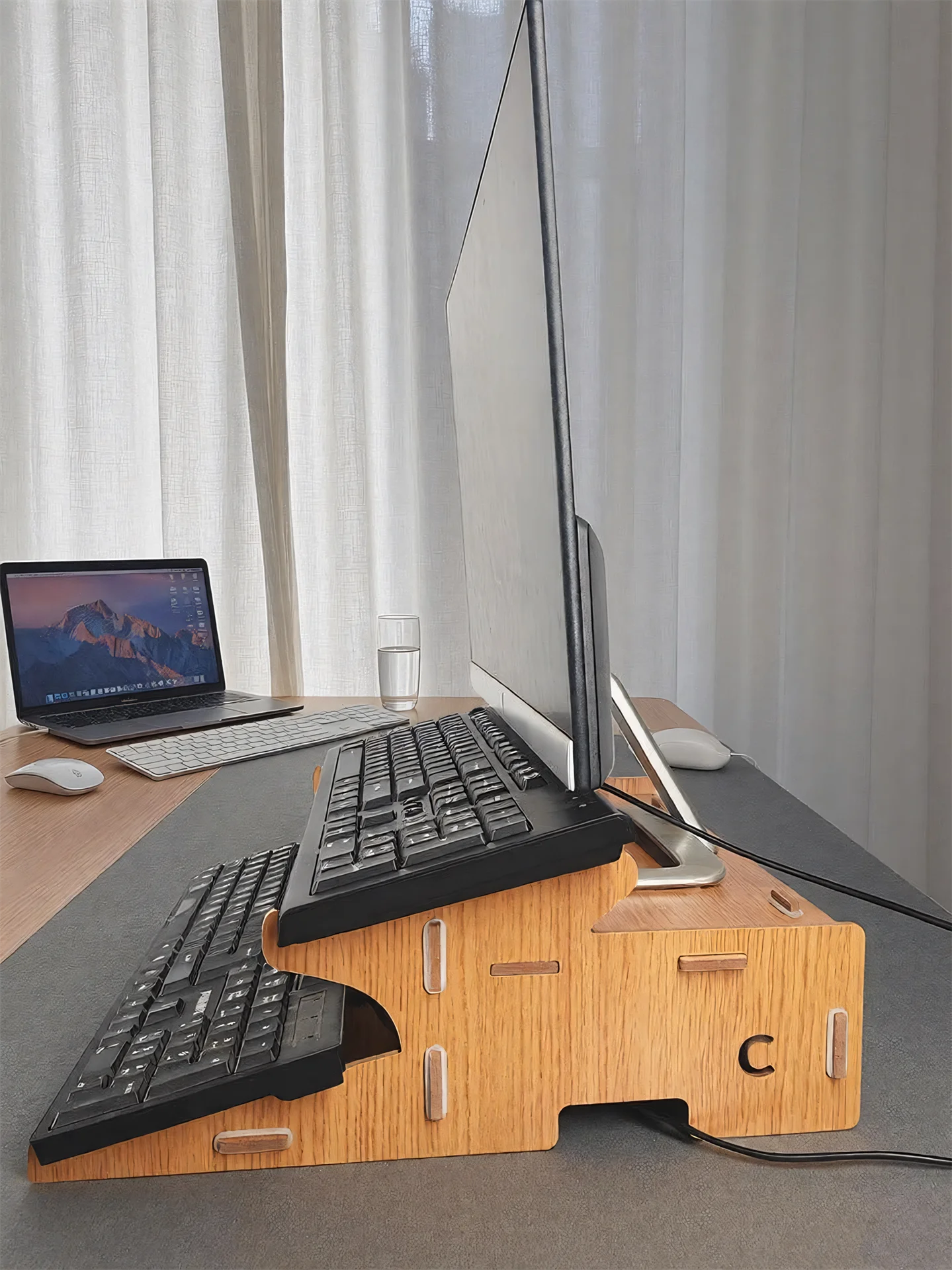 New Desktop Computer Riser Dual Keyboard Stand Office Organizer Double Layer Storage Rack for Computer Monitor Office Supplies
