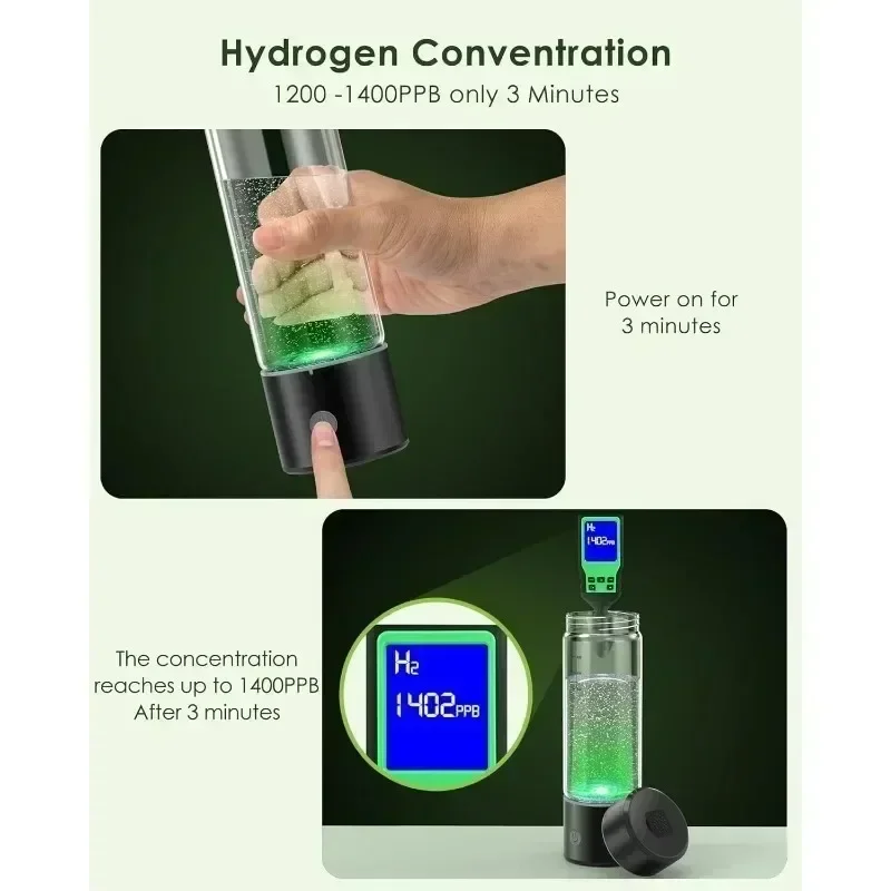 Hydrogen Water Bottle,3 Min Rapid Hydrogen Water Bottle Generator with SPE PEM Technology Portable Hydro water bottle image 2