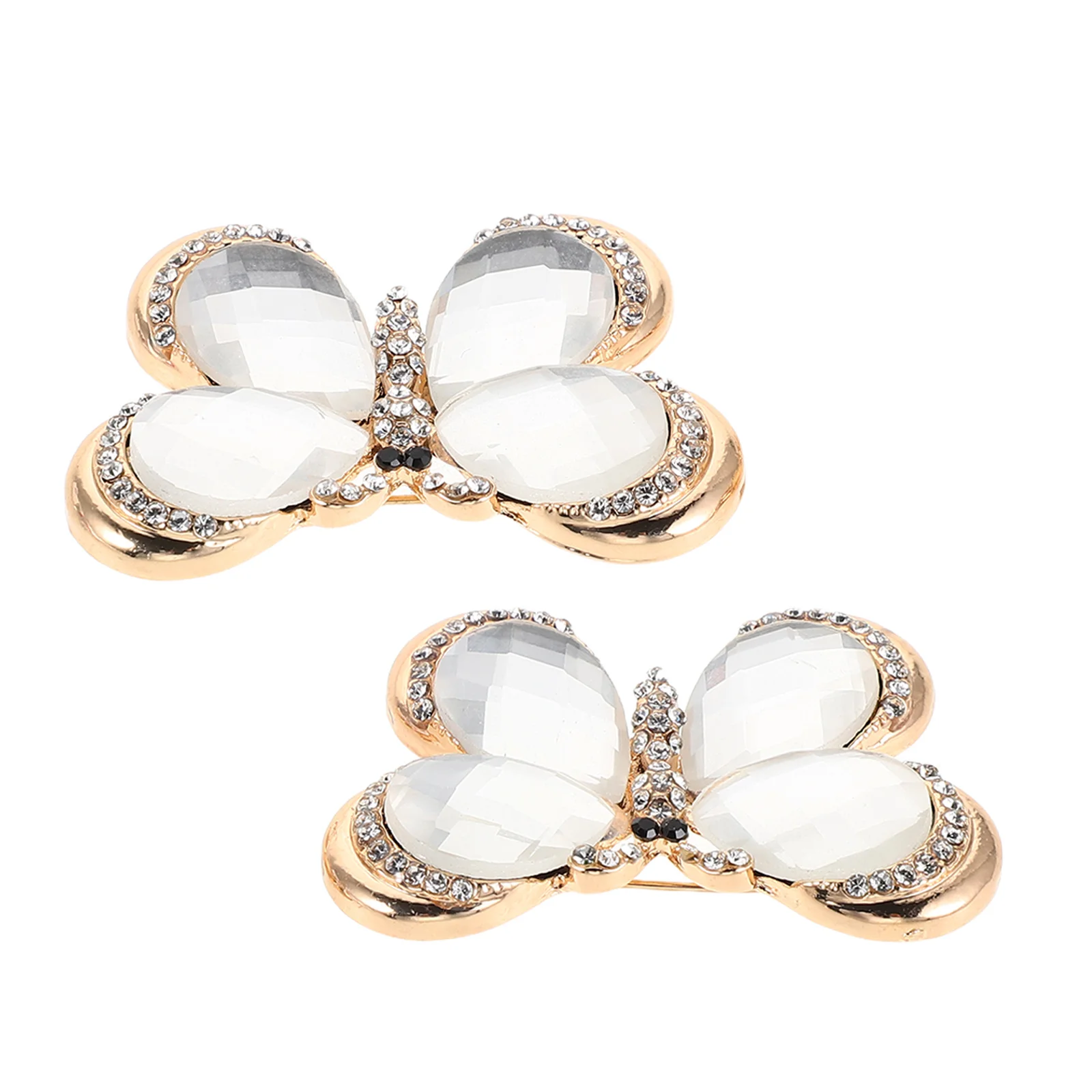 2개 크리스탈 라인스톤 나비 브로치 빈티지 합금 라펠 핀 스카프 배지 액세서리 여성용 드레스 코트