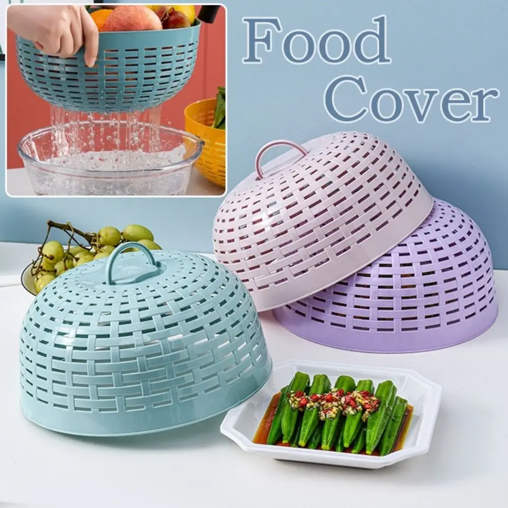 Dining Table Anti Mosquito Fly Food Cover Kitchen Accessories Round Vegetable Cover Dustproof Plastic Mesh Cage Home Kitchen