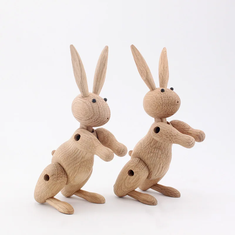 Solid Wood Rabbit High-end Crafts Birthday Gift Children Wooden Toys Simple Fashion Decoration