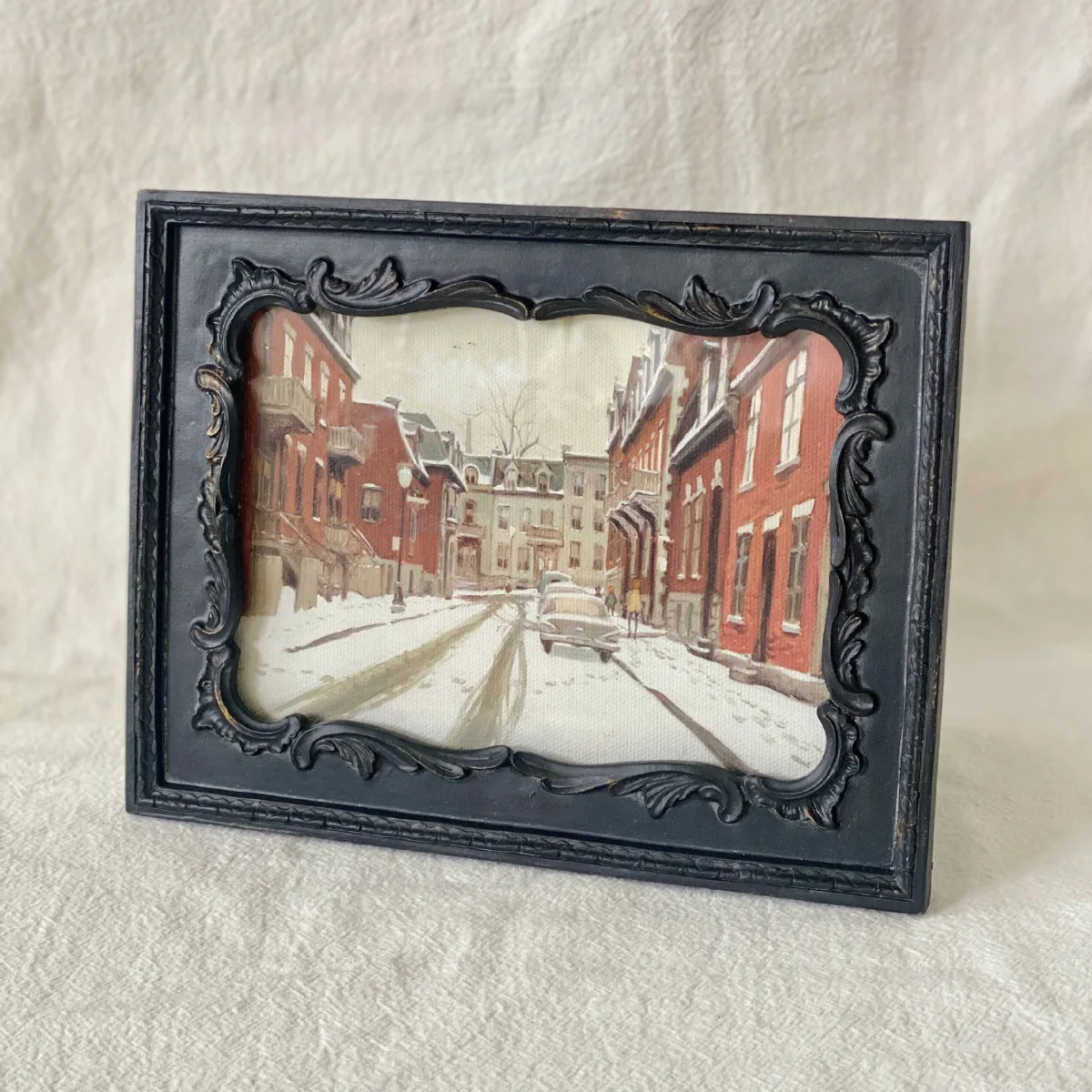 Medieval black picture frame 7 inch resin photo frame  European retro engraved photo wall combination hanging painting deco