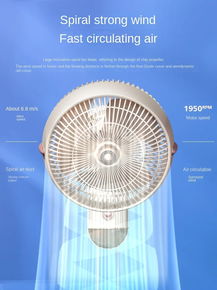 Wall Mounted Electric Air Circulation Fans, Controle Remoto, 3ª Engrenagem, Vento forte, Ventilador de cozinha, Sem Necessidade de Perfuração