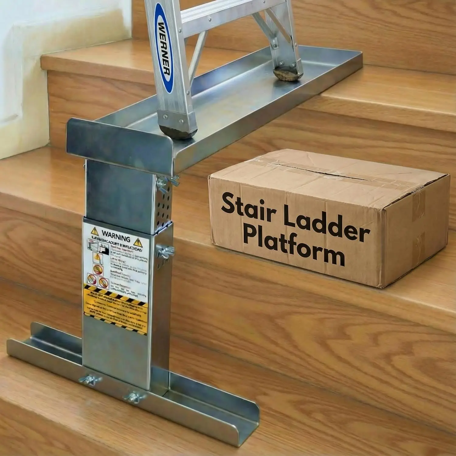 Adjustable Ladder Stabilizer for Stairs, Heavy-Duty Steel Platform with 450 lb Capacity, 24" x 5.5" Size
