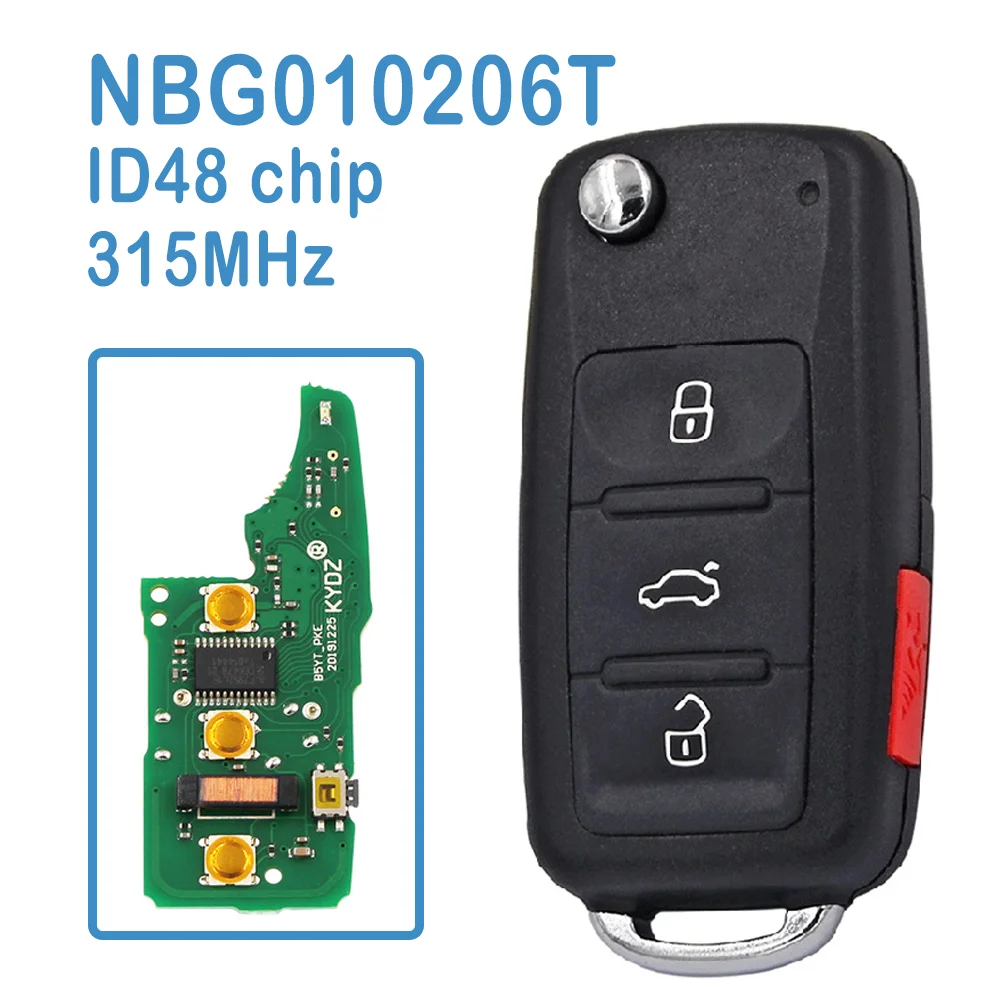 

NBG010206T Auto Smart Remote 3+1B ASK 315MHz ID48 Chip 5K0 837 202 AK Keyless Go Car Key Fob For Volkswagen Beetle CC Eos Golf