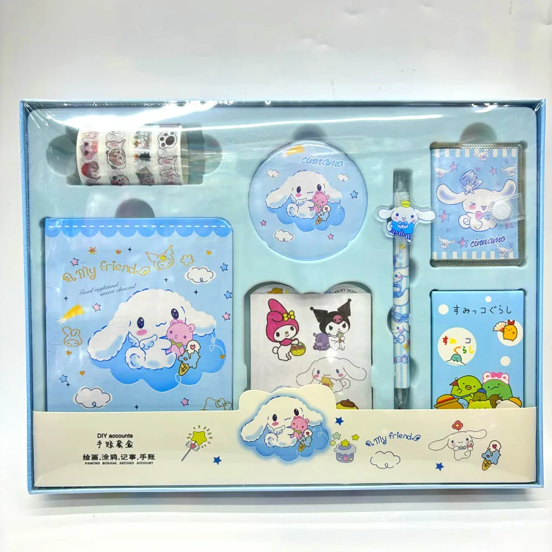 Sanurgente Hello Kitty Cinnamoroll Anime Kawaii Notebook Gift Box Set, Cute Kuromi My Melody Student Pen, Staacquering Toys for Kids