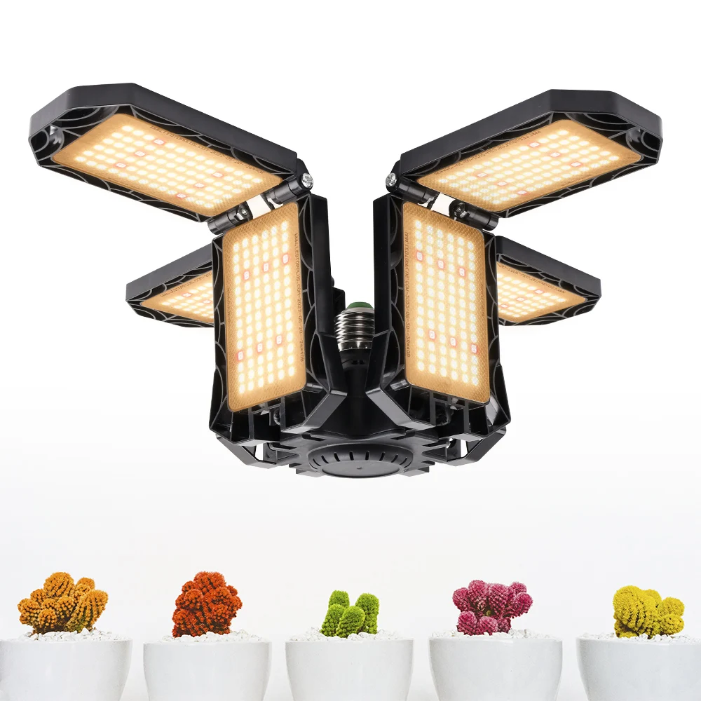 LVJING-Luz LED Deformable para cultivo, luz plegable de espectro completo para plantas de 8 hojas, E27, 300W, recién lanzada