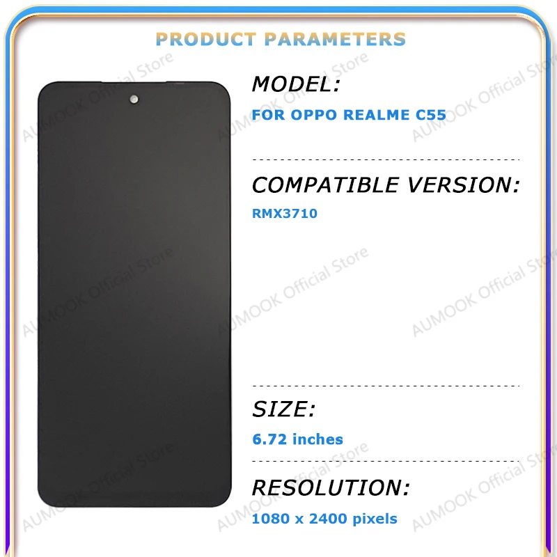 6,72 "IPS LCD Für OPPO Realme C55 RMX3710 LCD Display Touchscreen Digitizer Montage Mit Rahmen LCD Bildschirm Ersatz teile – Detail 2