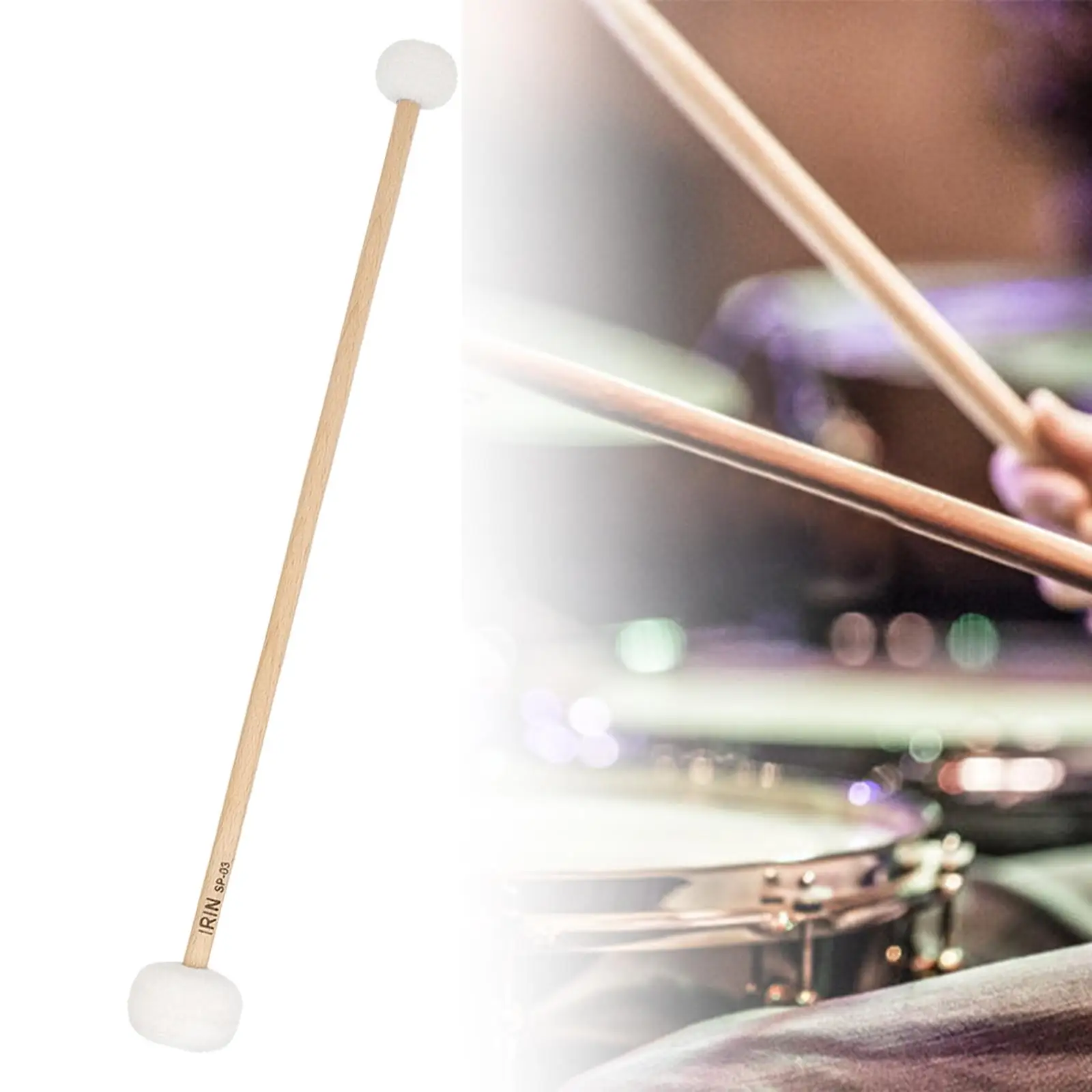 Drum Mallet Wool Felt Drumstick Instrument Band Sticks Marimba Mallets for Snare Drums Bell Marimbas Xylophones Glockenspiel