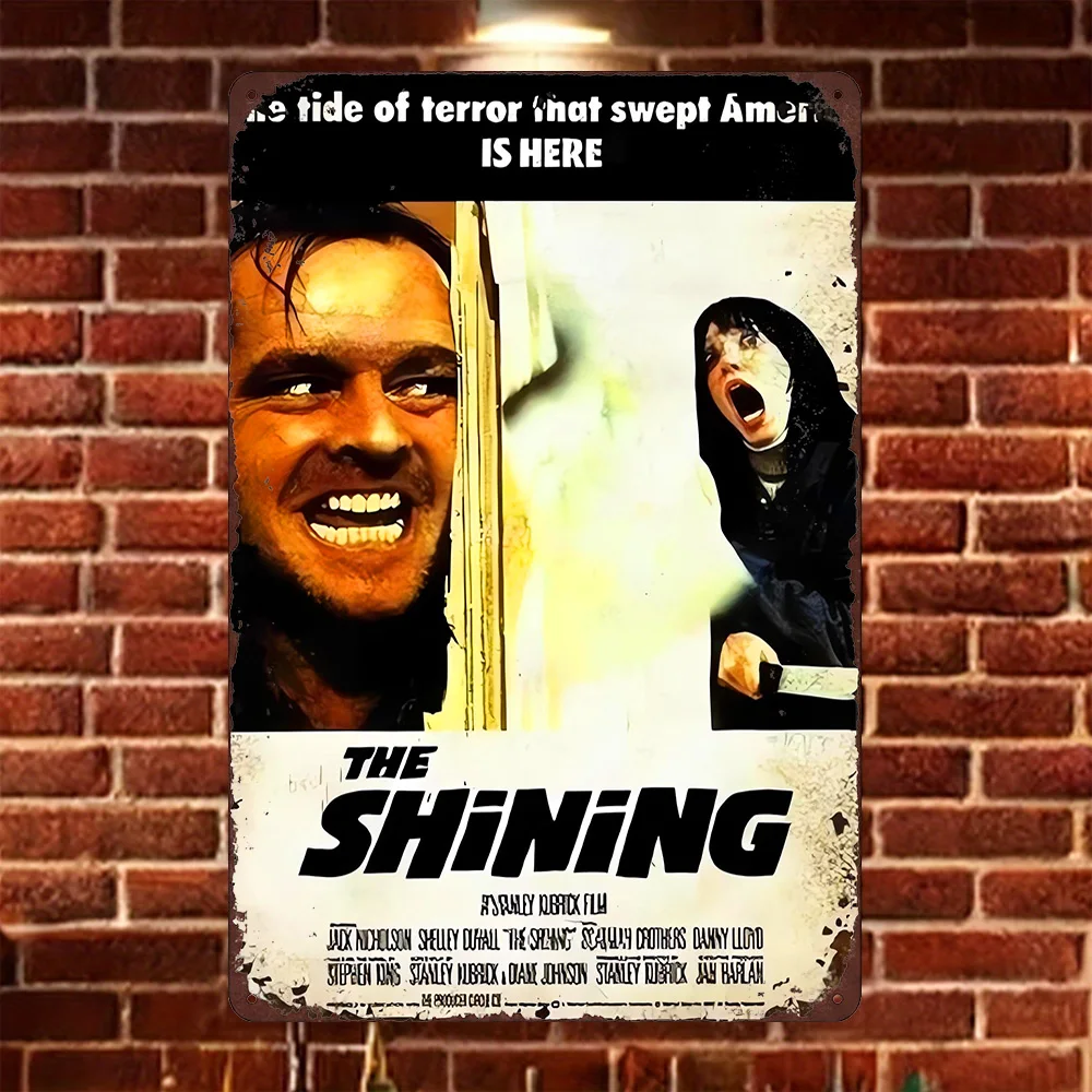 HD Metal Tin Sign The Shining Classic Horror Movie Poster Retro Wall Decor for Home Theater Man Cave Horror Film Fans Stanley Ku