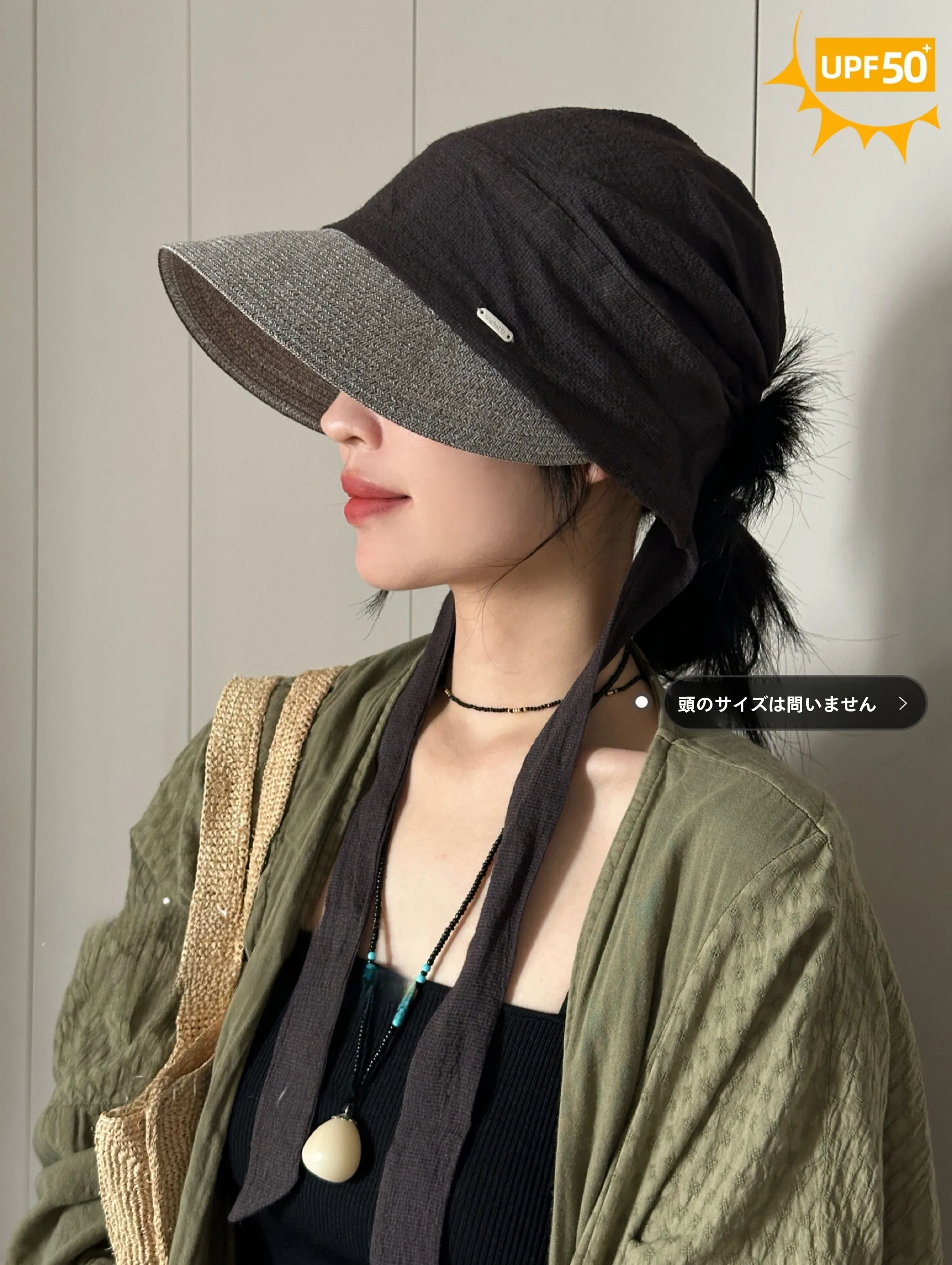 春夏の女性のシルクスカーフ結び目帽子通気性のあるヴィンテージプリーツサンシェードキャップファッショナブルなラウンドトップワイドつば帽子