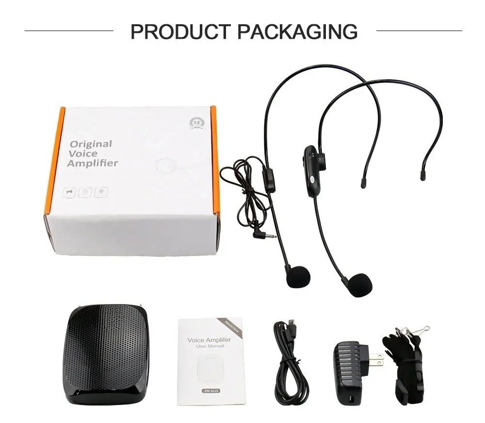 ZOWEETEK S615 مضخم صوت المعلم مع ميكروفون لاسلكي UHF 10 وات 1800 مللي أمبير في الساعة مكبر صوت محمول قابل لإعادة الشحن للفصول الدراسية