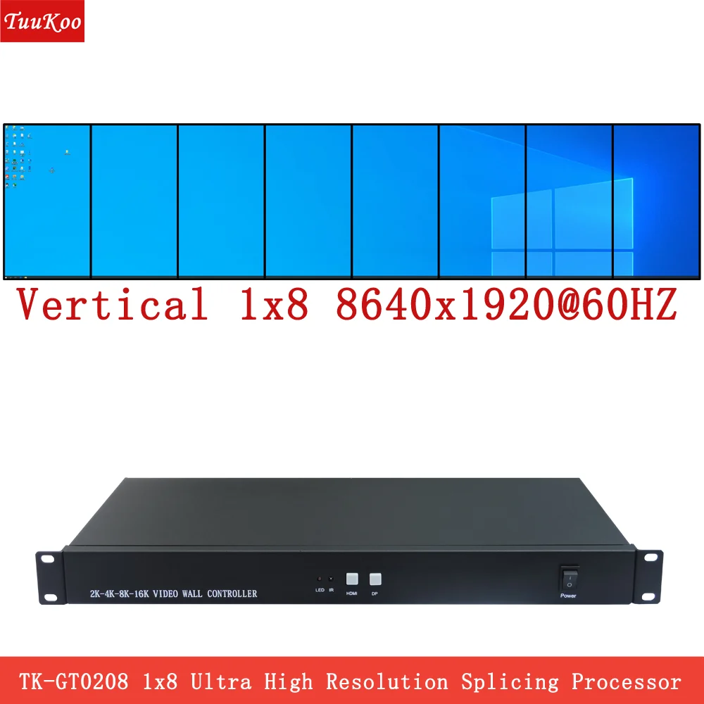 

1x8 Vertical Video Wall Controller, Resolution Up To 8640x1920@60HZ,TK-GT0308v,Ultra Difiniton Video Wall Processor