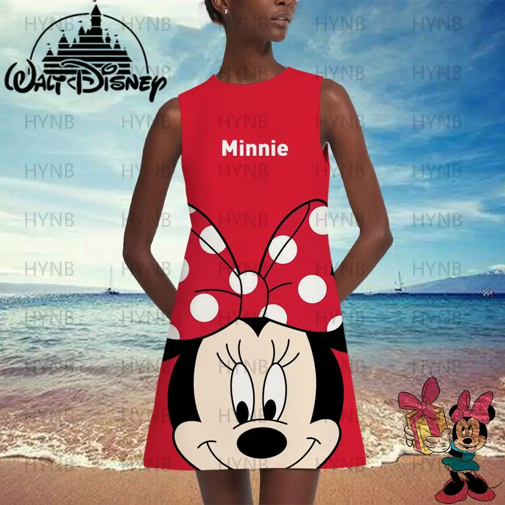 

Minnie Mouse Mini Dress African Dresses for Women Boho Sexy Woman Mickey Summer 2022 Sleeveless Cover-ups Party Cool Fashion Y2k