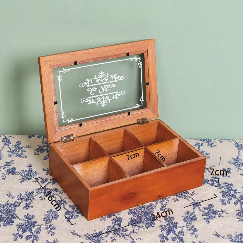 Retro Wooden Dust-proof Jewelry Storage Box Multifunctional Desktop Miscellaneous Box with Lid