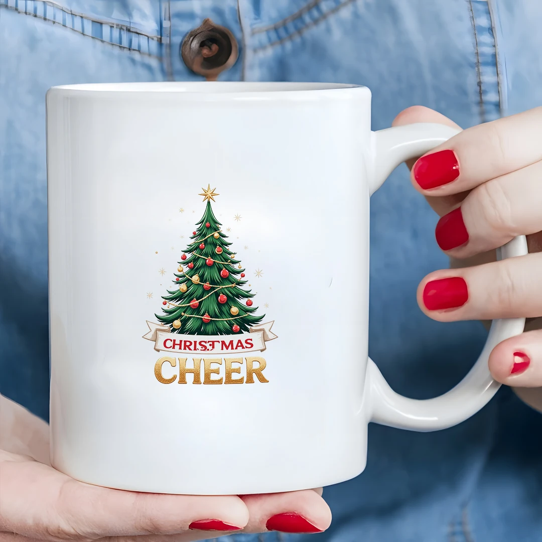 

11oz Christmas Tree Cartoon Mug Kids Cold & Hot Beverage Cup Christmas Gift Family Office Cup