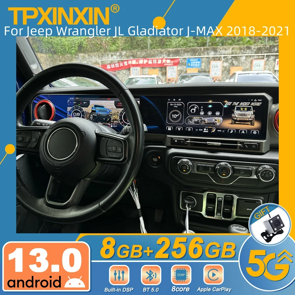 For Jeep Wrangler JL Gladiator J-MAX Android Car Radio Autoradio Multimedia Player LCD Dashboard Virtual Cockpit Speedometer