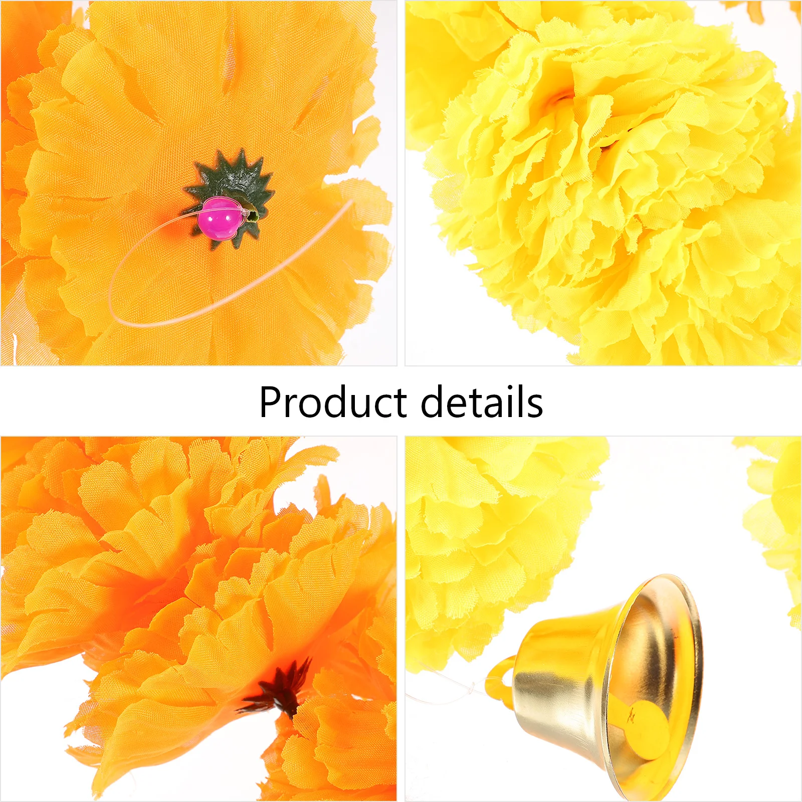 

Marigold Flowers Artificial Garland Bell Hanging Decoration Diwali Party Door Home Decor Floral Festival Garland