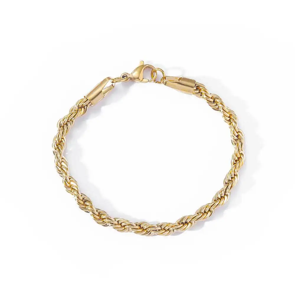 2-6MM Edelstahl-Kettenarmband für Damen und Herren, goldfarben, gedrehte Seilkette, modisches, wasserfestes Schmuckstück, das nie ausbleicht – Detail 8