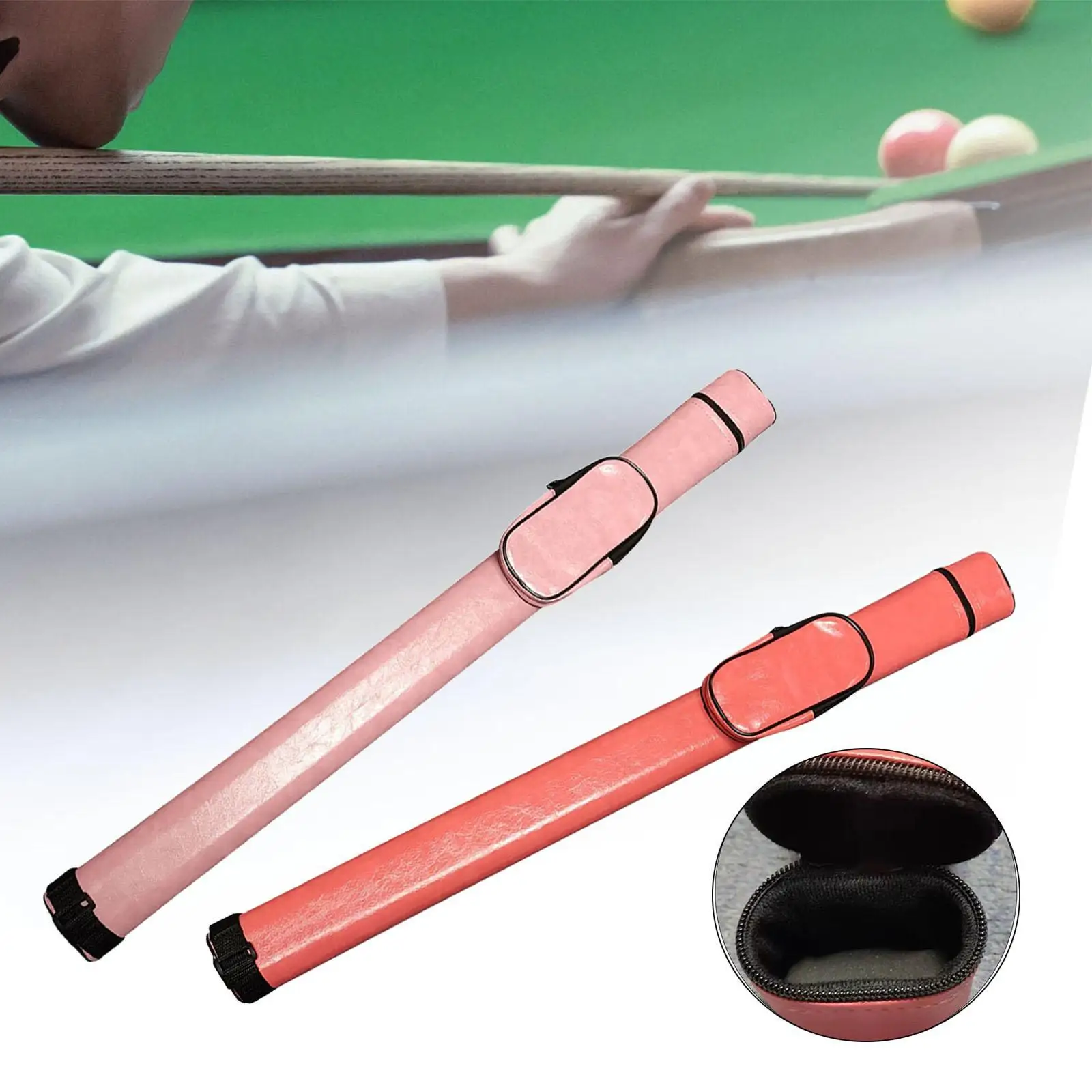

Pool Cue Case Carrying Bag Wrapped 1/2 Scratch Resistant Lightweight with Zipper