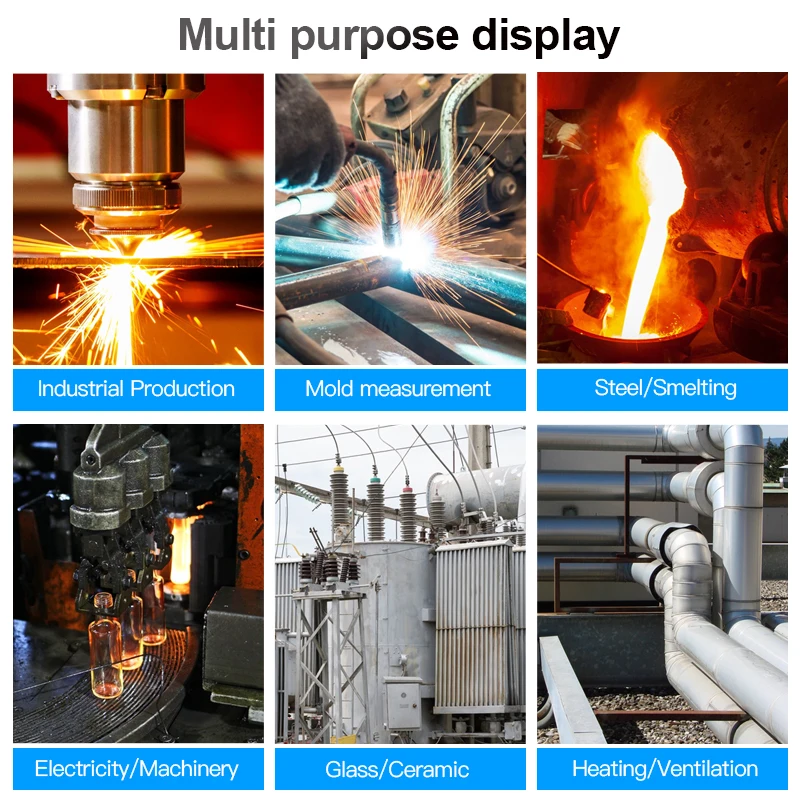 -50~800 ° C ميزان الحرارة الرقمي بالأشعة تحت الحمراء عدم الاتصال التحقيق مقياس الحرارة بالليزر يده البيرومتر ارتفاع درجة الحرارة بندقية #4