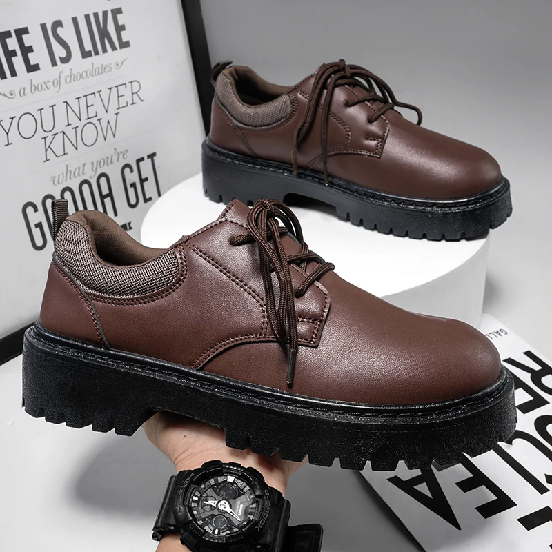 

Men's Spring/Summer New Style Wide-Toe Shoes, Casual and Versatile Business British Thick-Tread Derby Shoes