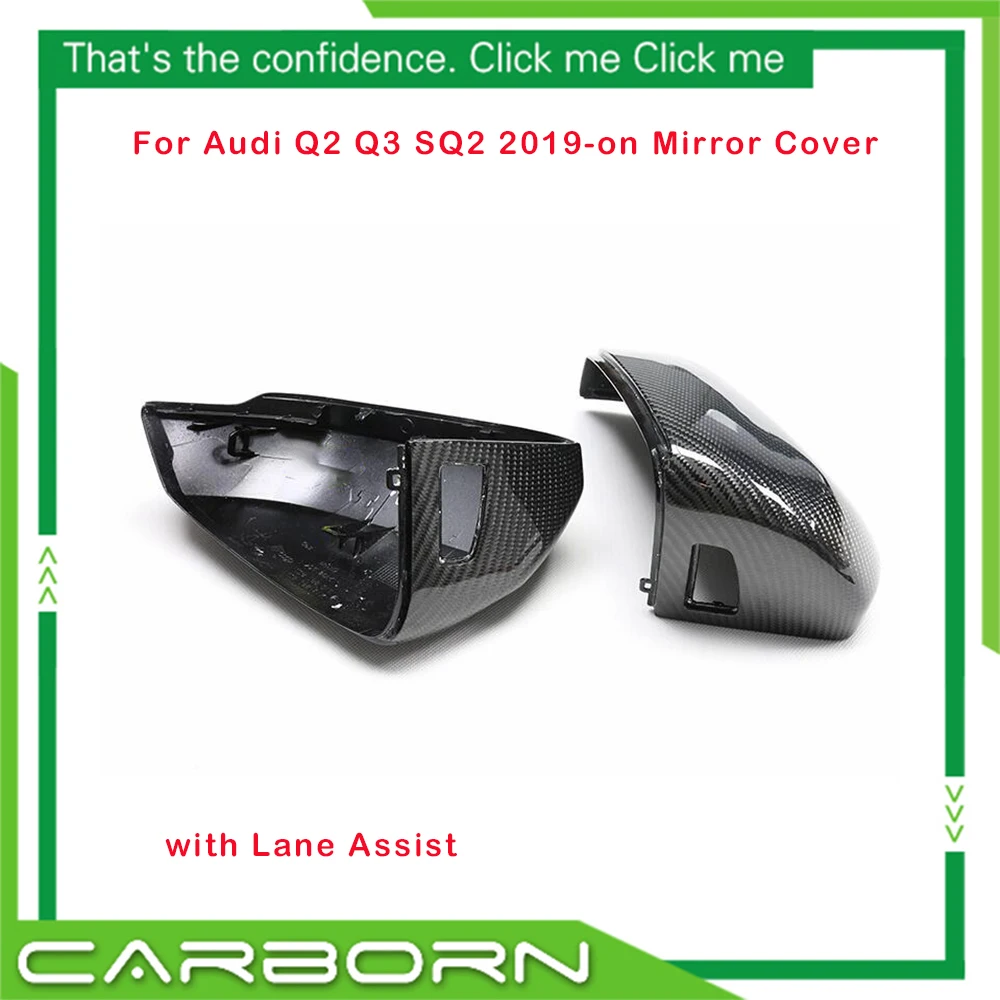 2019+ For Audi Q2 Q3 Q2K SQ2 RS Q3 Real Carbon Fiber Replacement Mirror Caps – Direct Fit OEM Style Upgrade W/N Hole
