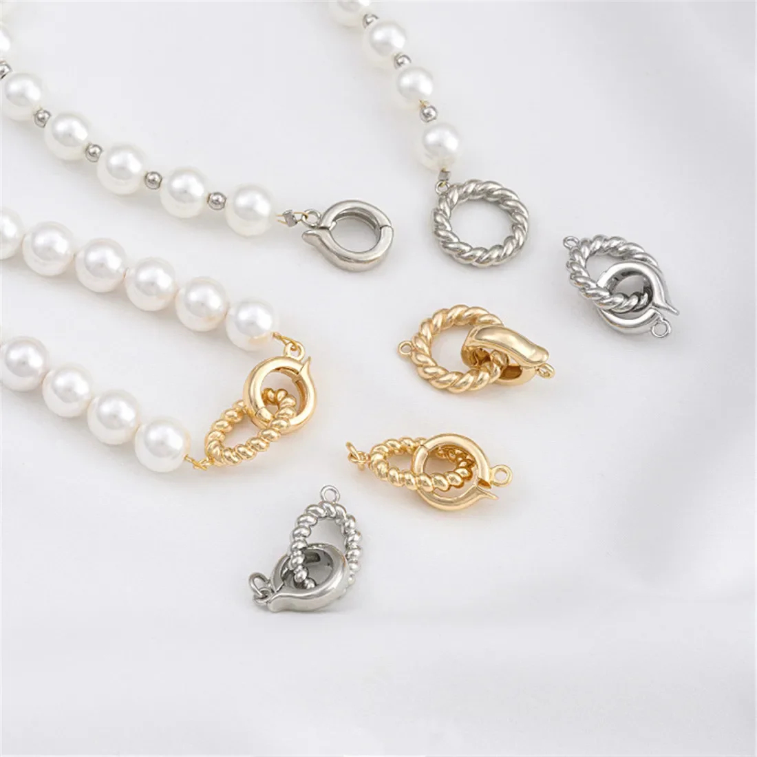 14K الذهب حقيبة العجين المقلي التقلبات زر اللؤلؤ المستديرة زر مستدير اليدوية عقد دي اي واي اكسسوارات نهاية زر الملحقات B991 #1