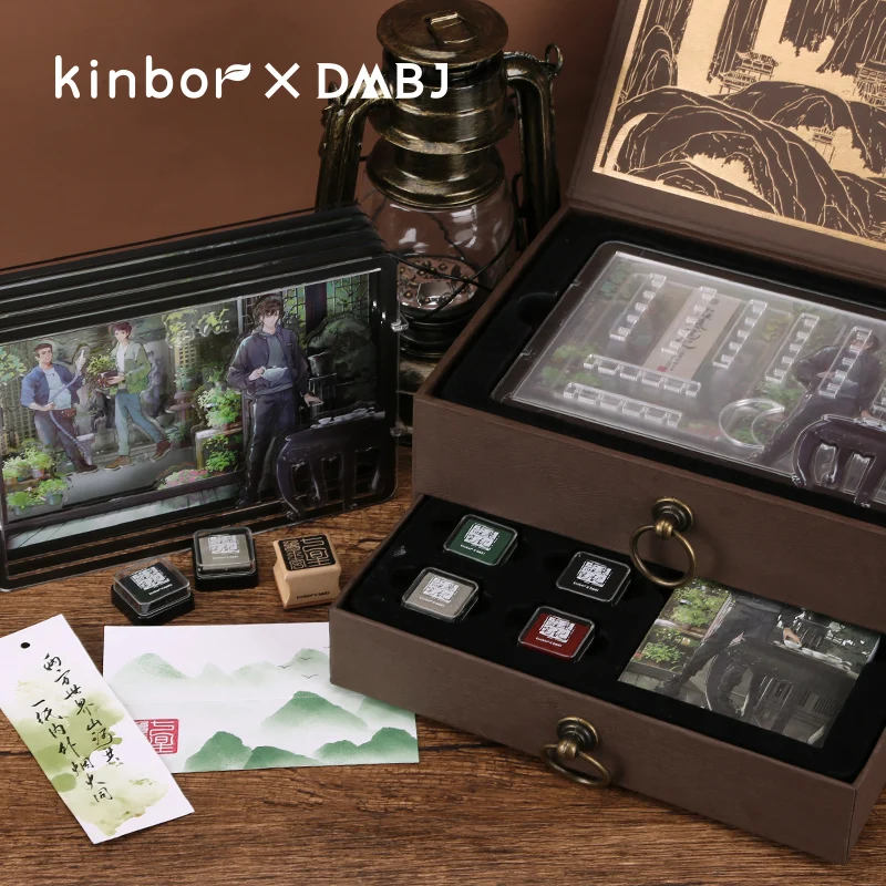 Kinbor X DMBJ Co Branded Dyeing Card Set Blue Dyeing Rain Rest Color Ink Dyeing Greeting Card Postcard DIY Bookmark