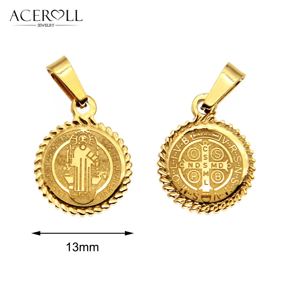 ACEROLL Stainless Steel Catholic Pendant Charms of Saint Benedict Medal for Christian