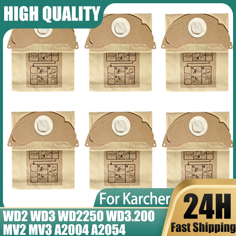 Dust Bags For Karcher WD2 WD3 WD2250 WD3.200 MV2 MV3 A2004 A2054 Vacuum Cleaners Parts Garbage Bag Replacement Accessories