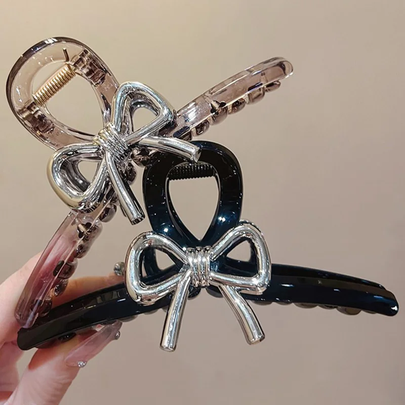 Pinzas para el pelo con lazos de Metal para mujer, horquilla elegante, pinza para el pelo, accesorios para el cabello, tocado para niña, 4 colores, 13cm