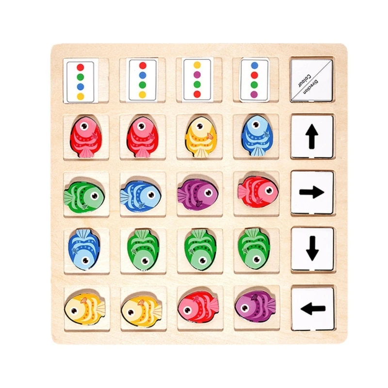 لعبة تعليمية خشبية مبكرة للأطفال، تنمية المهارات الإدراكية، التعرف على الألوان، الألعاب الاتجاهية، التركيز على التدريب المنطقي #6